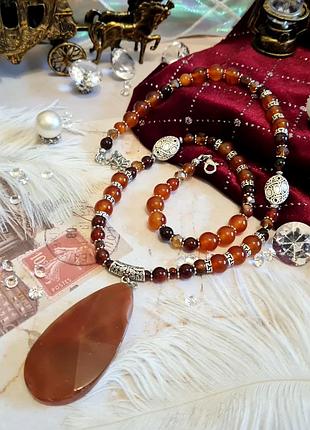 🔺❣️✨эксклюзивное колье из натурального камня сердолик