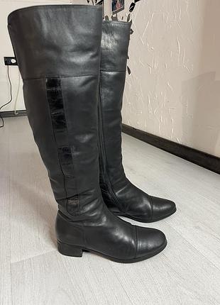 Шкіряні зимові  чоботи -ботфорти на 36 розмір