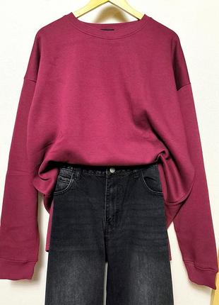 Утепленный свитшот бордовый оверсайз