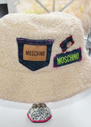 Плюшевая шляпа панама moschino москино капелюх