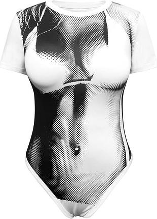 Білий боді з принтом «тіло»