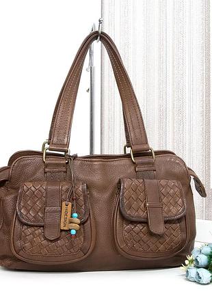 Сумка кожаная с плетением  hidesign, натуральная кожа.