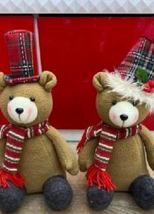 М'яка іграшка новорічна ведмідь зі шляпою bear 28см