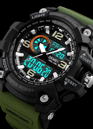 Часы наручные мужские skmei 1283ag army green, армейские часы противоударный. цвет: зелёный