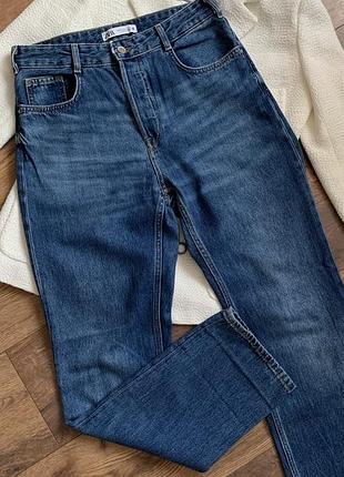 Жіночі базові сині брюки прямого крою бренду zara