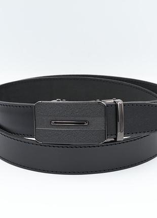 Ремень мужской кожаный 3,5 см пряжка автомат черный 1454