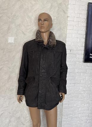 Утеплена зимова шкіряна куртка bugatti , xxxl 56р