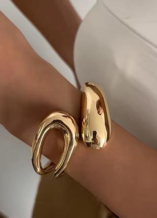 Браслет жіночий масивний колір золото великий розмір до 21см