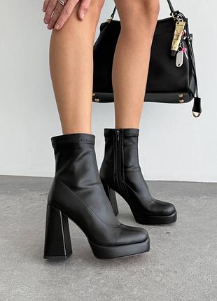 Демісезонні ботильйони на підборах жіночі екошкіра (стрейч