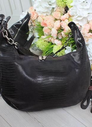 Жіноча стильна та якісна сумка з натуральної лазерної шкіри шоколад