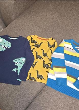 Лонгсливы на мальчика 104 см, next, свитшот palomino, m&amp;s, с длинным рукавом, с динозаврами, качественные, в идеальном состоянии