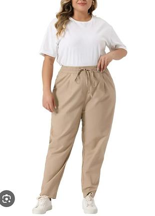 Зручні котонові штани батал брюки на резинці висока посадка