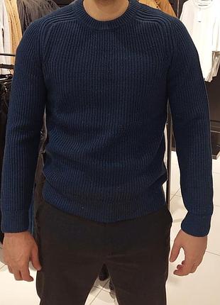 Темно-синій вʼязаний чоловічий светр reserved