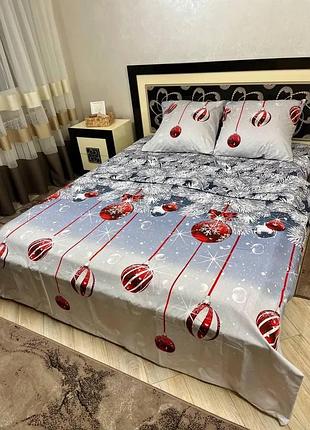 Постельное белье новогоднее 100%хлопок/полуторный комплект постельного белья/бязь gold люкс