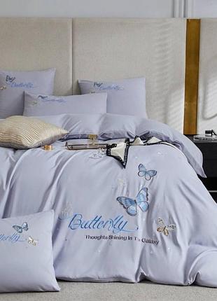 Сатиновое постельное белье евро размер с вышивкой от crown