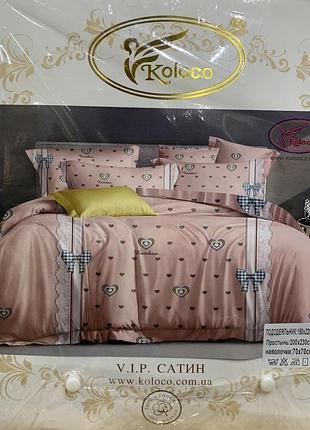 Комплект двуспального постельного белья koloco vip сатин