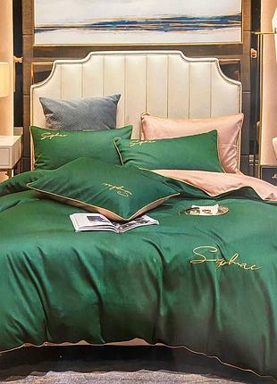 Постельное белье евро крэп сатин/комплект постельного белья с вышивкой