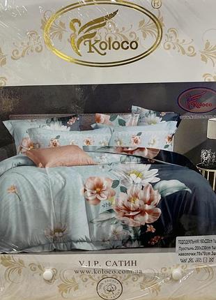 Комплект двуспального постельного белья koloco vip сатин