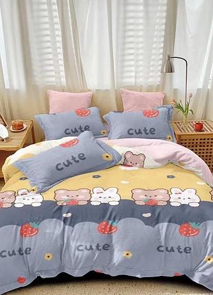 Велюровое детское постельное белье полуторный комплект/теплое постельное белье 150*220