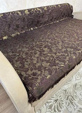 Покрывало-дивандек с бахромой 150*200 коричневый