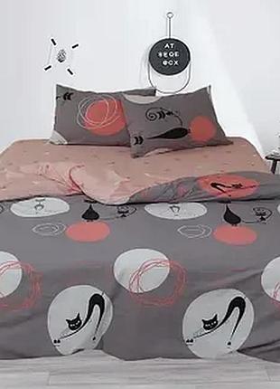 Постельное белье двуспальное 100% хлопок/комплект постельного белья с котами