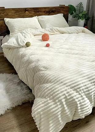 Велюрова постільна білизна шарпель полуторна комплект/тепла постільна білизна