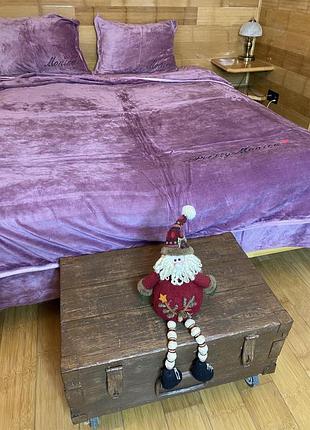 Велюровое теплое постельное белье pretty monica полуторный комплект фуксия
