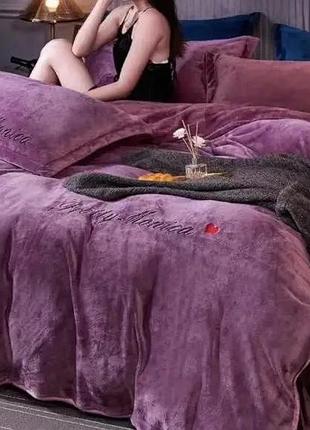 Велюрова тепла постільна білизна моніка полуторний комплект