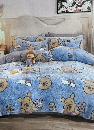 Велюровое детское постельное белье полуторный комплект/теплое постельное белье 150*220