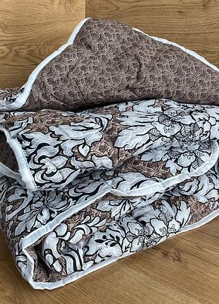 Ковдра двоспальна темна на овчині в тканині бавовна 180*210