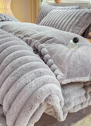 Постельное белье велюровое евро комплект/теплое постельное/постельное велюровые в полоску