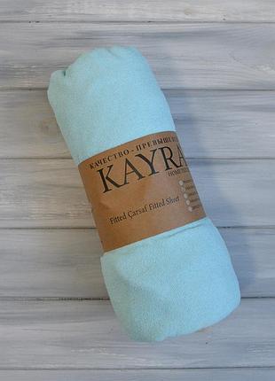 Махровая простынь на резинке 140*200*25см мятный