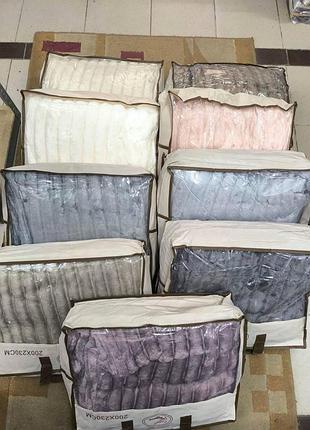 Велюровый плед шарпей серый с рельефным полосками 200х220