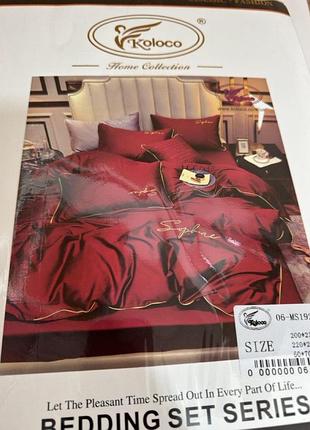 Постельное белье евро крэп сатин красное/комплект постельного белья с вышивкой