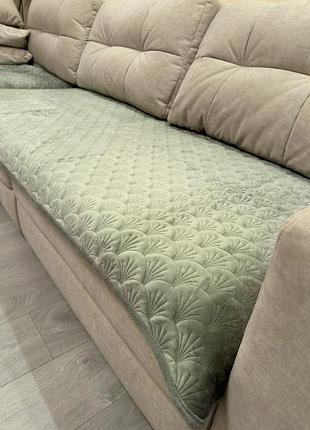 Накидки-дивандеки на угловой диван многофунциональные 3 полотна оливка