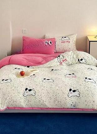 Велюровое стильное постельное белье евро комплект