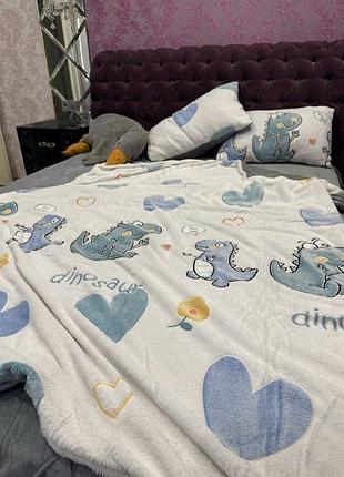 Велюровое детское постельное белье полуторный комплект/теплое постельное белье 150*220
