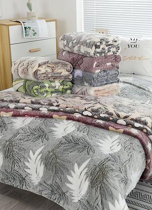 Плед-простынь из бамбукового волокна 200х230/ махровый плед/ мягкий пушистый плед