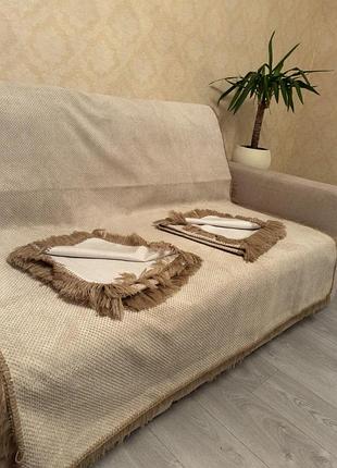 Покривало-дивандек на диван і два крісла з бахромою