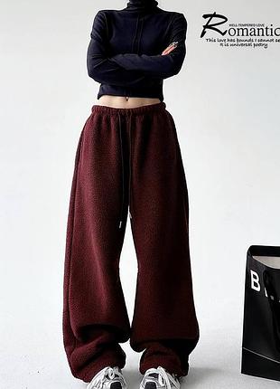 Женские теплые флисовые брюки джоггеры спортивные на флисе батал зима осень