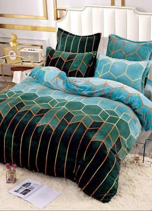 Велюровое постельное белье теплое с 4мя наволочками