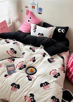 Велюровое стильное постельное белье евро комплект