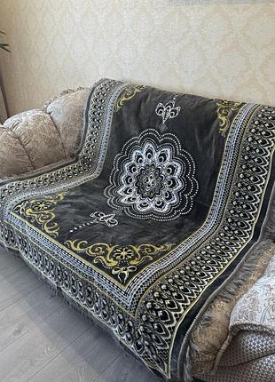 Покривало-дивандек 140*200 велюрове з бахромою