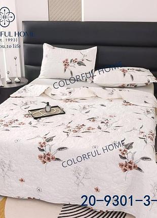 Покрывало стеганное хлопковое koloco 200x230 см и 2 наволочки 50х70 см на кровать