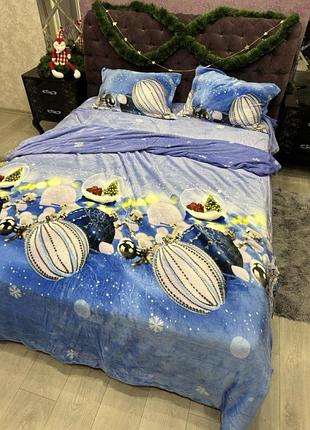 Велюрова постільна білизна новорічна тепла