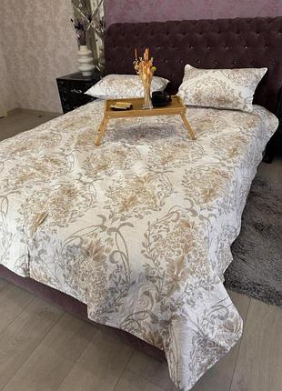 Покрывало стеганное хлопковое koloco 200x230 см и 2 наволочки 50х70 см на кровать