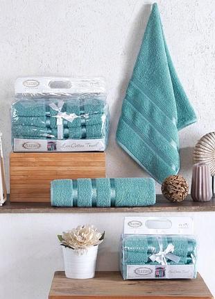 Набор махровых турецких полотенец из 2 шт для лица и тела