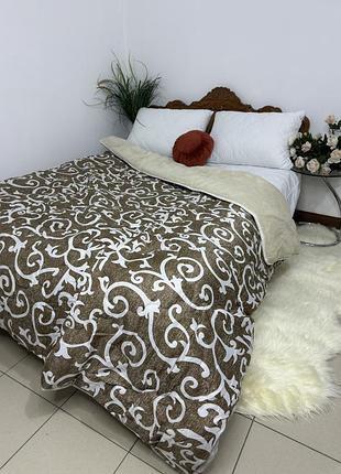 Ковдра зимова двоспальна з відкритим хутром двоспальна двостороння