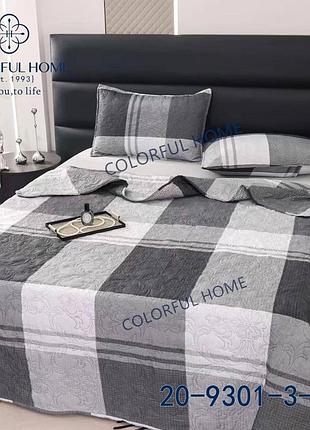 Покрывало стеганное хлопковое koloco 200x230 см и 2 наволочки 50х70 см на кровать