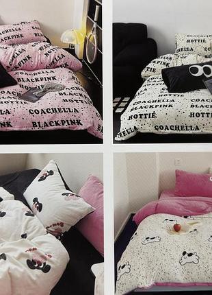 Велюровое стильное постельное белье евро комплект